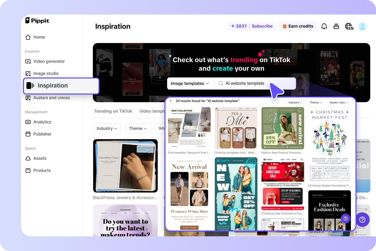 Select a website template