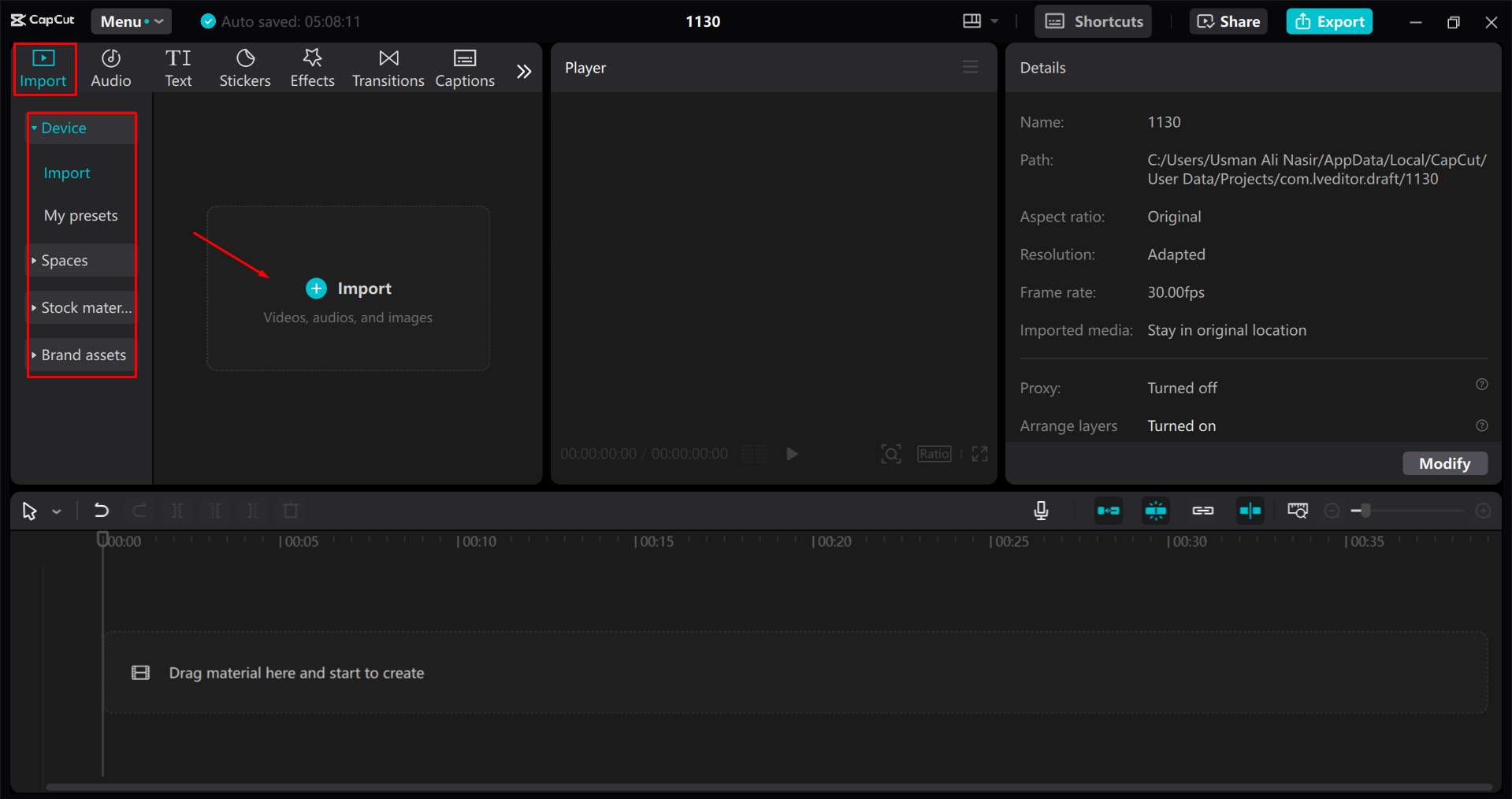 Importar un video al CapCut editor de video de escritorio