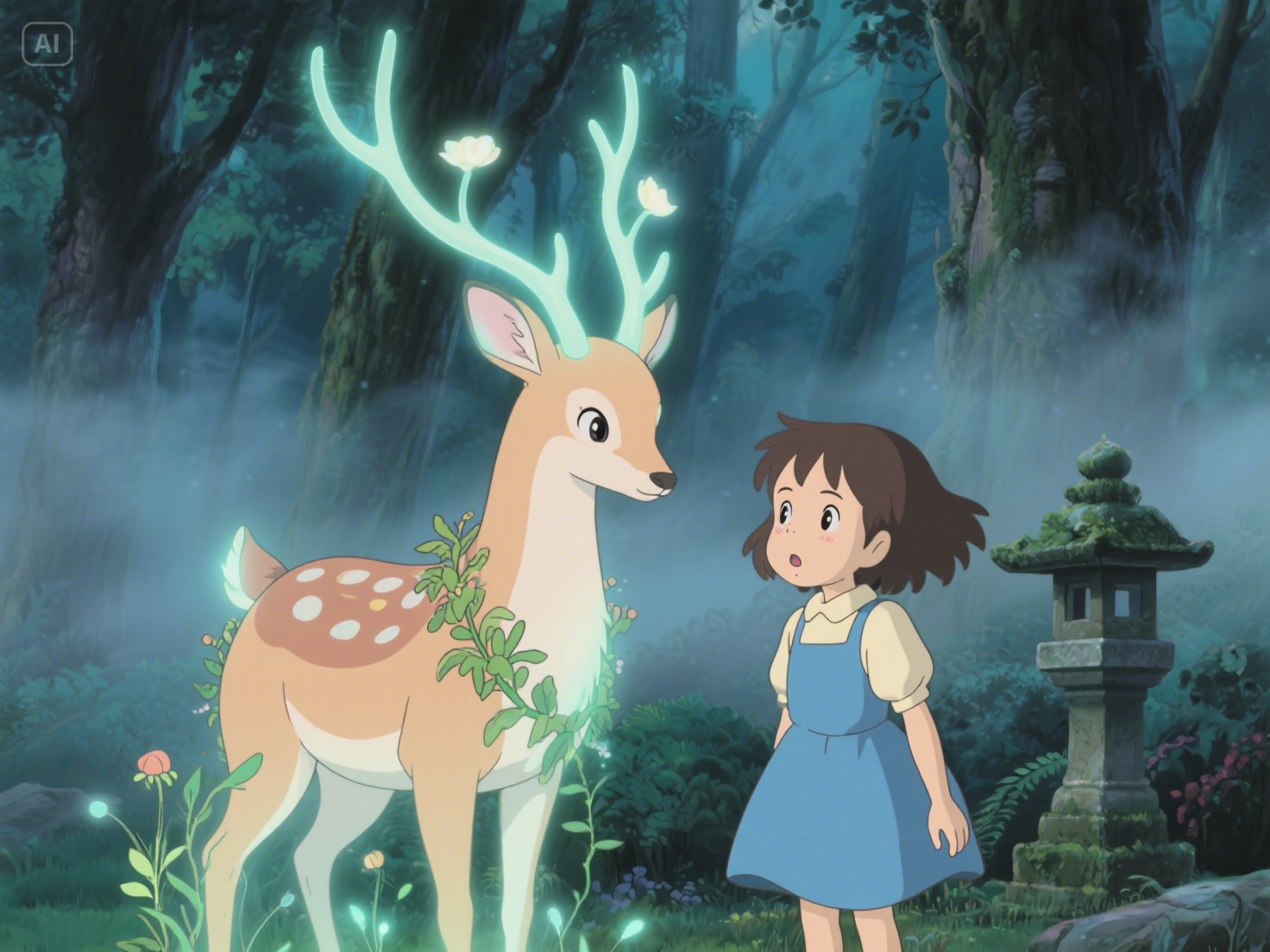 AI studio ghibli jeneratörü ile büyülü yaratık karşılaşması