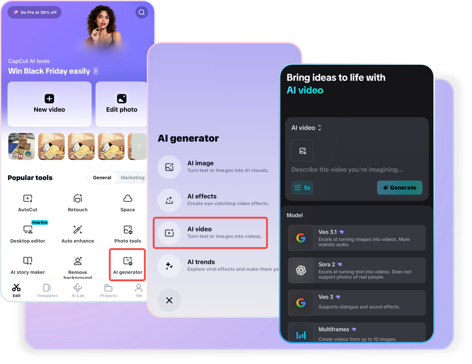 Generate AI videos with Dream Machine AI in the CapCut mobile app