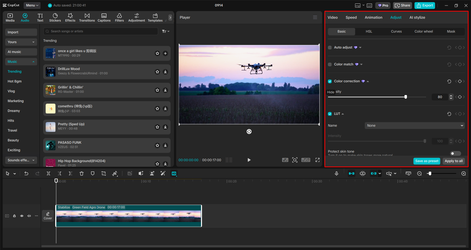 Balancing colors in the video with the CapCut desktop video editor