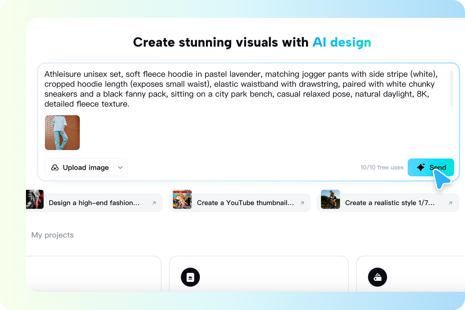 CapCut AI outfit generator for clothing image upload and prompt entry