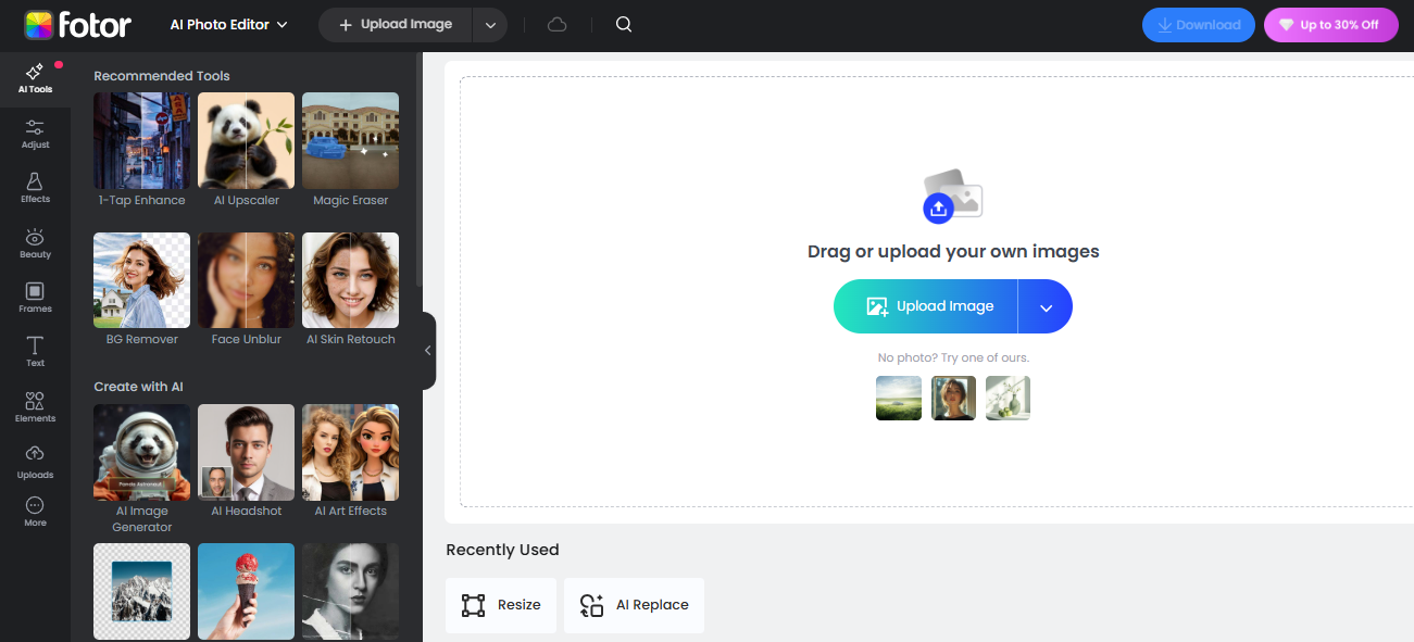 Fotor interface