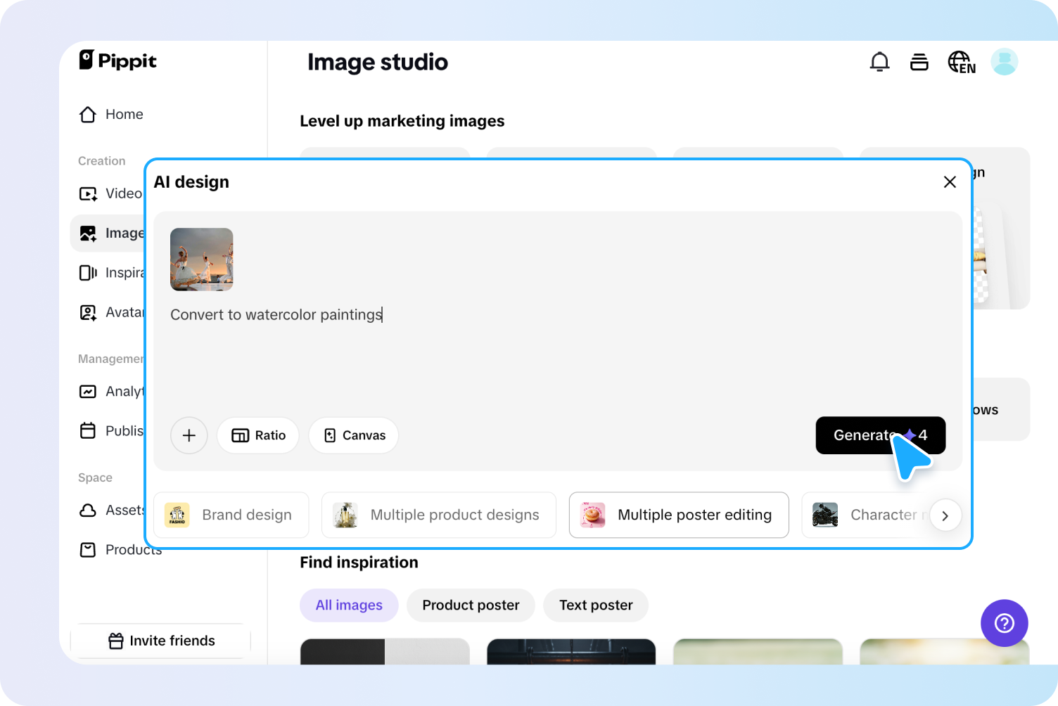 המרת תמונה לצבעי מים