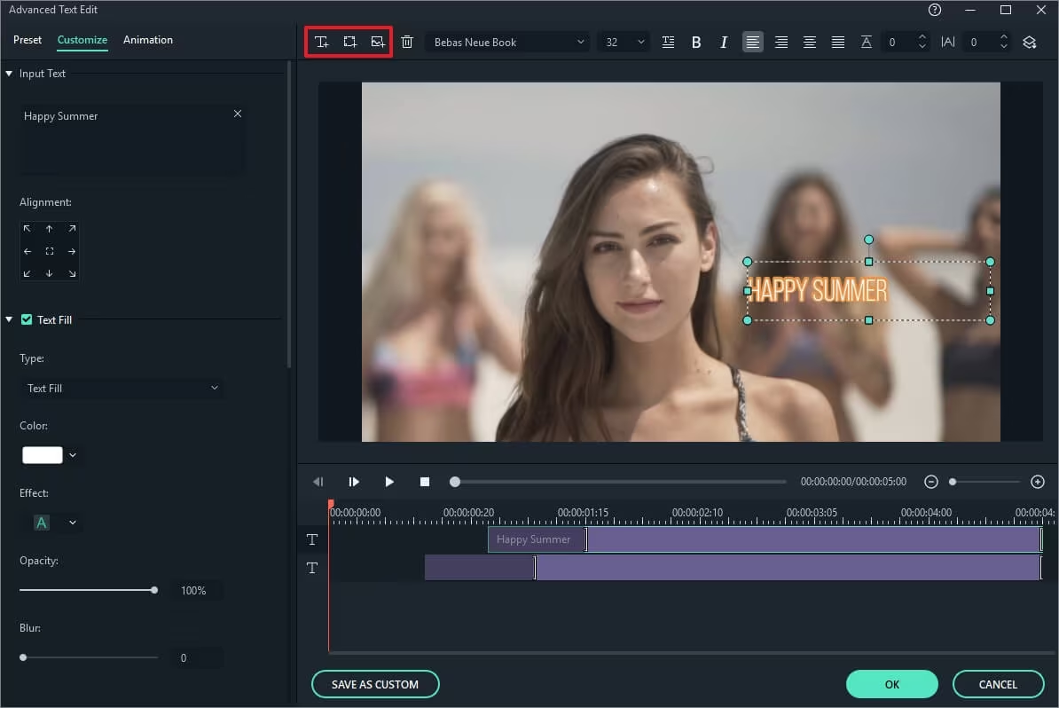 Interface of Wondershare - the perfect text photo editor