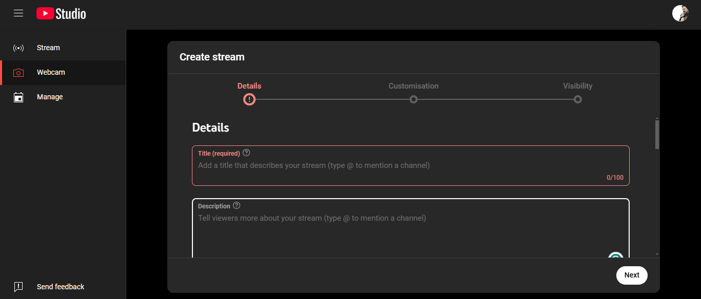 Imposta il tuo live stream