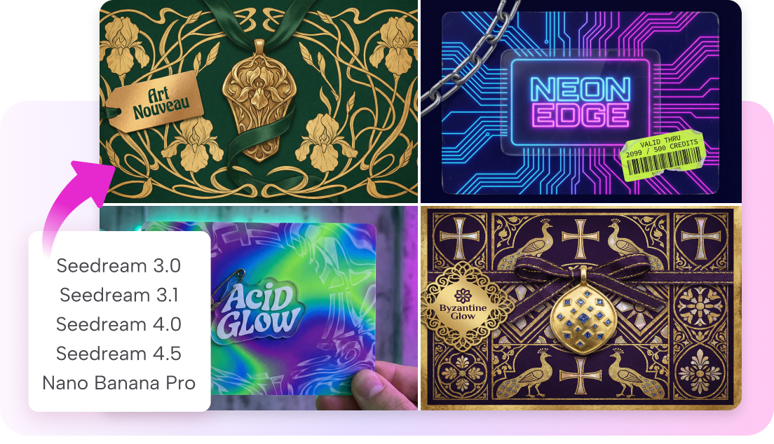 Selecting an AI model like Seedream for different card art styles in CapCut
