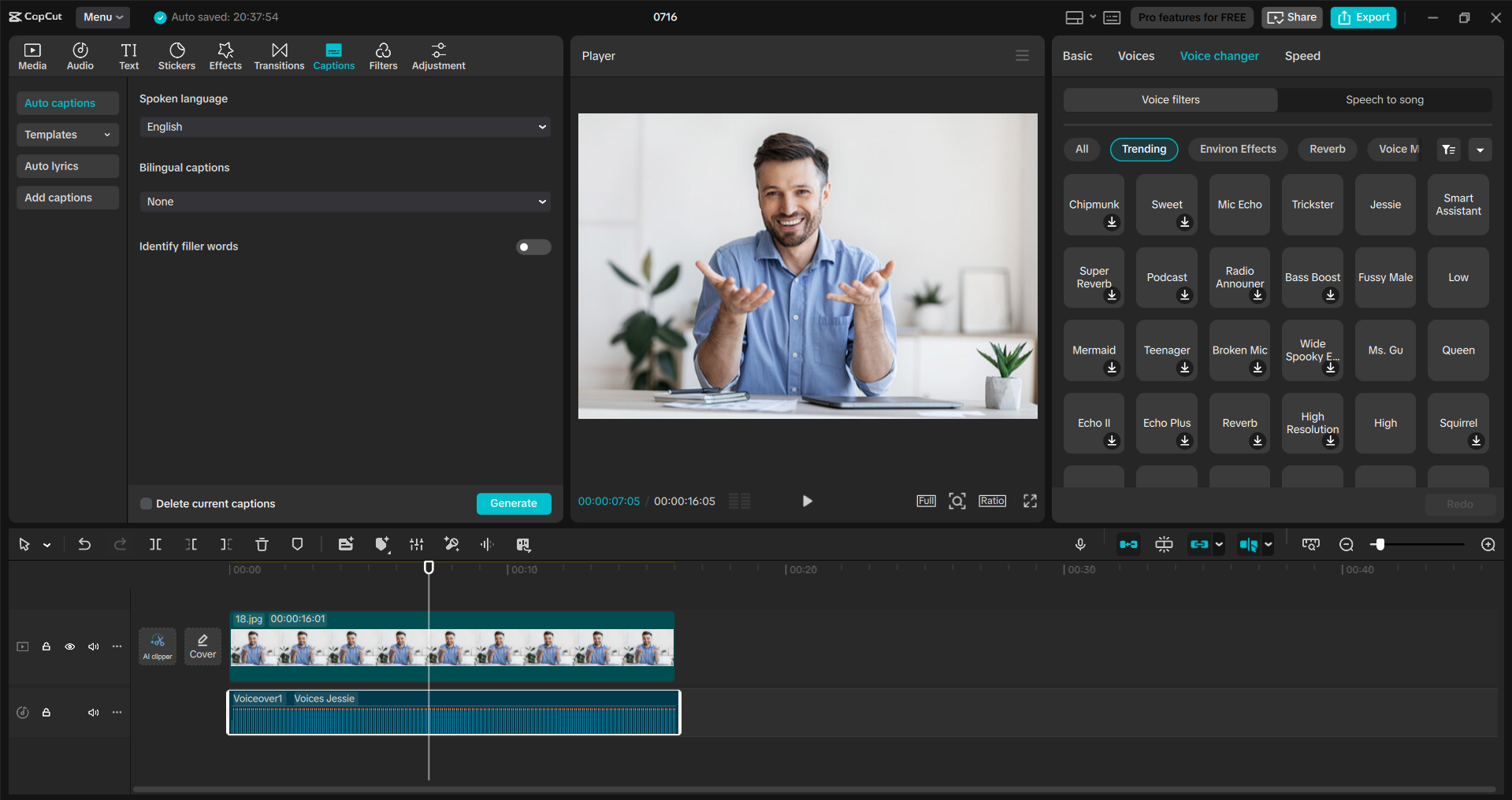 Interface of CapCut desktop video editor - a quick way to edit voice in videos