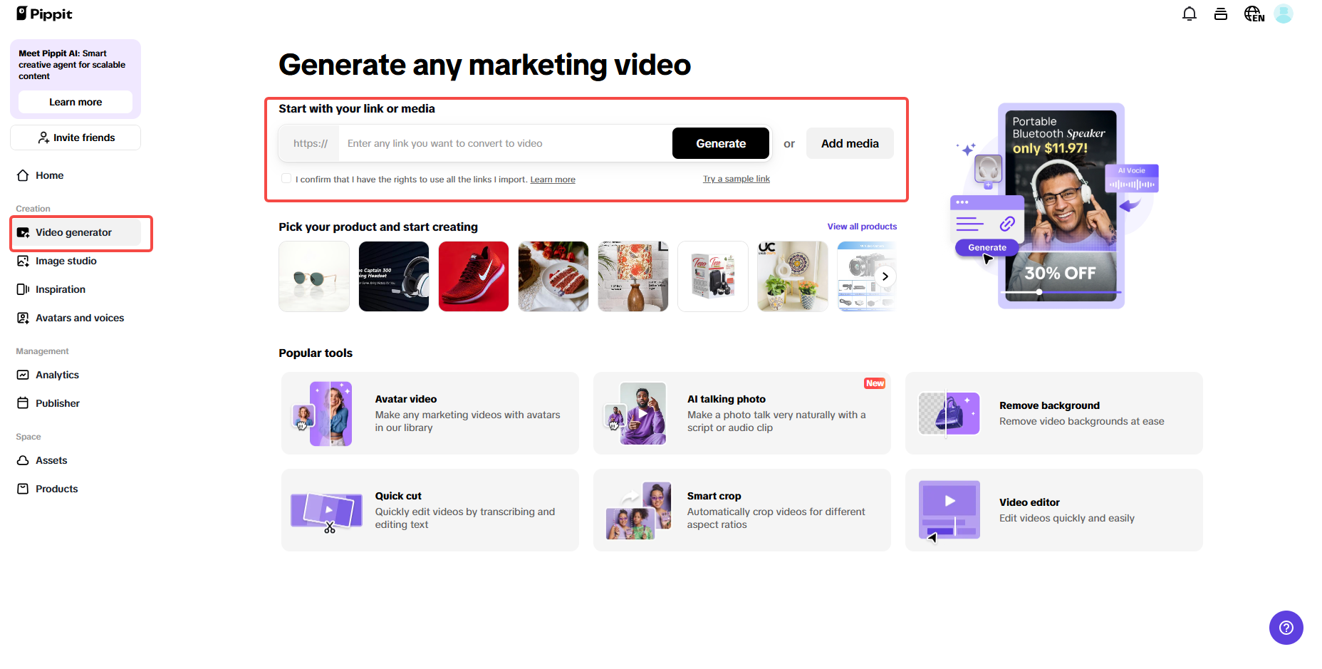 Generate marketing videos