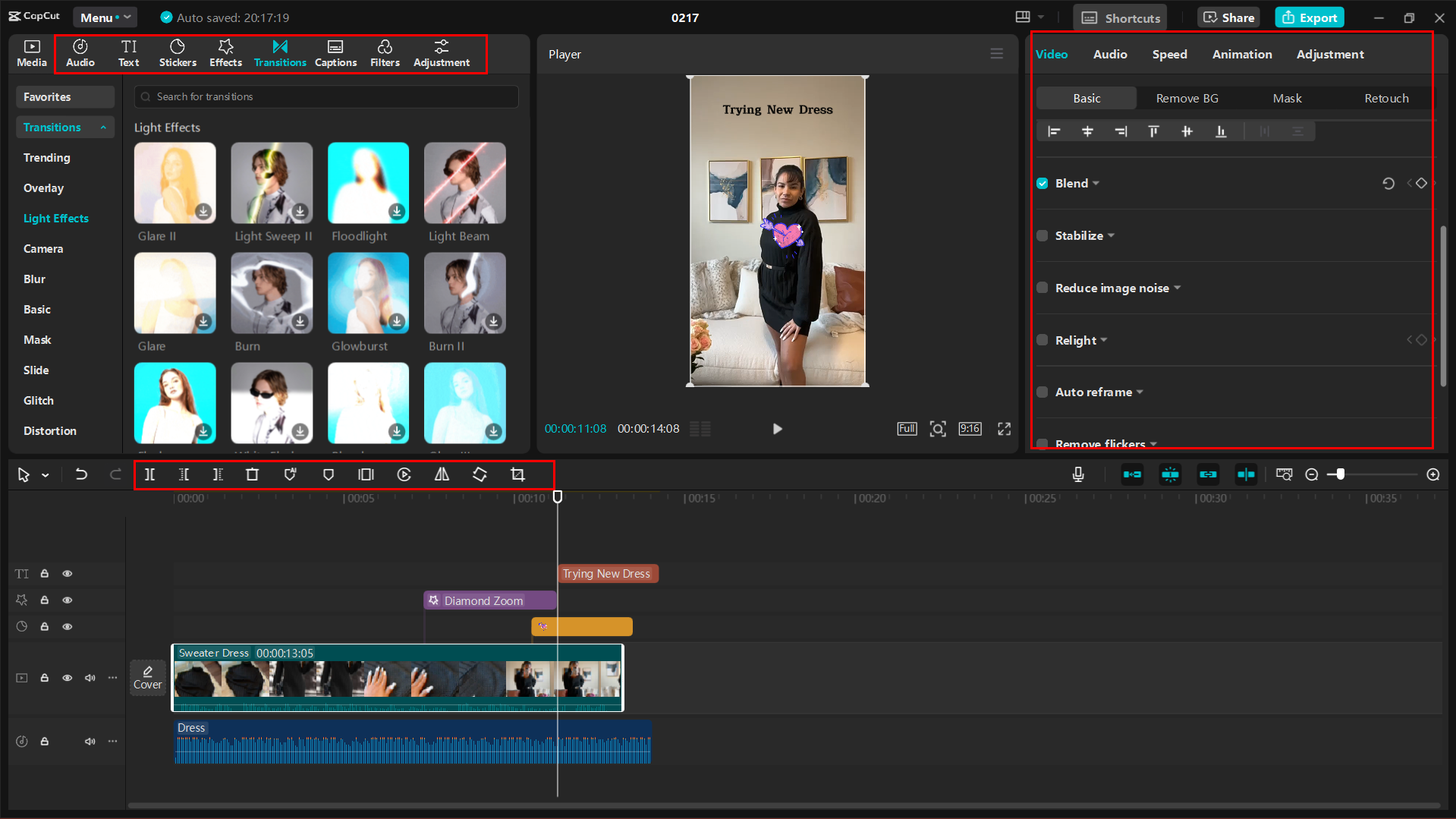 Schnittstelle des CapCut Desktop-Video-Editors - Erstellung und Bearbeitung des Reels