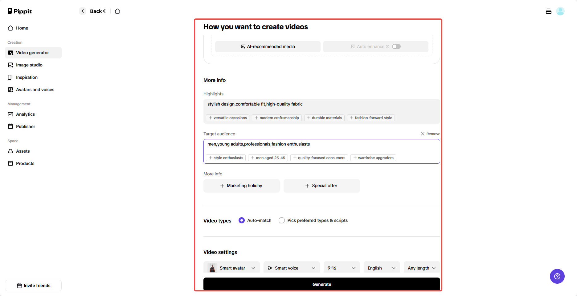 Customize video settings