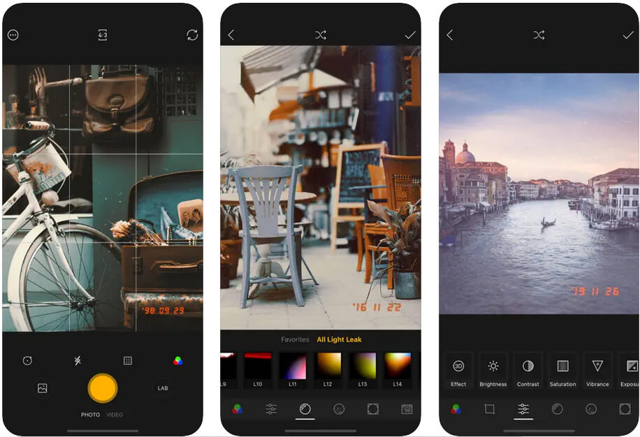 Interface of 1998 Cam - Eine der bekannten alten Fotobearbeitungs-Apps