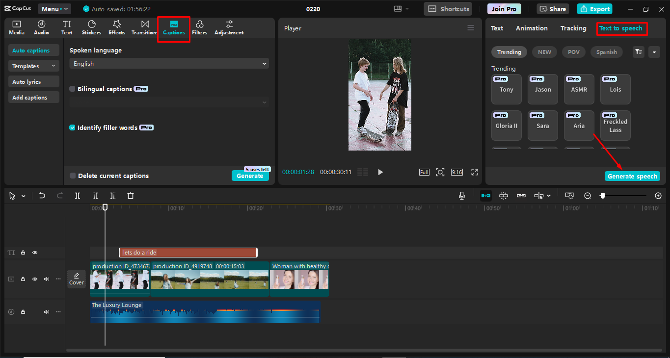 Editing TikTok video using the Capcut desktop video editor