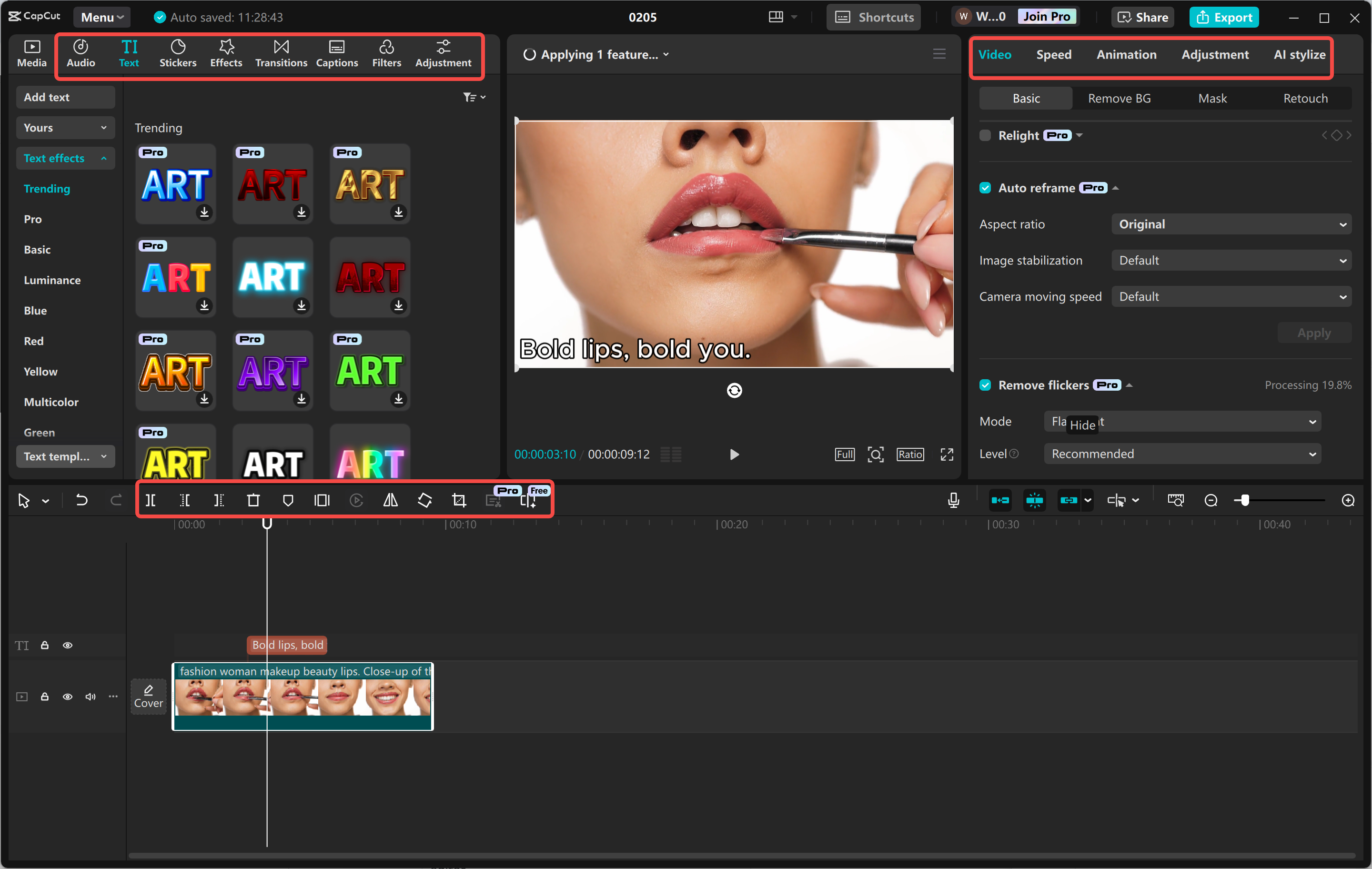 Úprava bannerových reklam v editoru videa CapCut