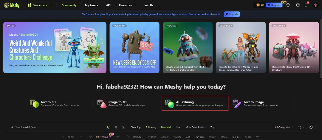 Meshy AI-Texturierung
