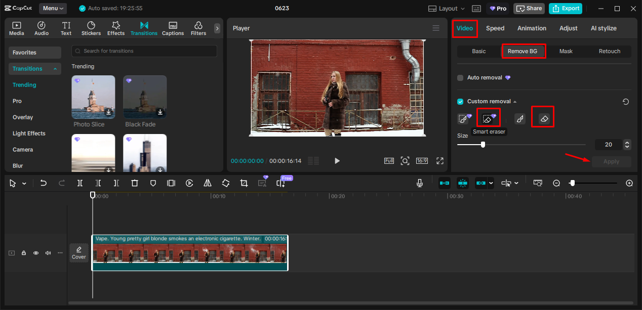 Utiliser l'outil gomme photo dans l'éditeur vidéo de bureau CapCut