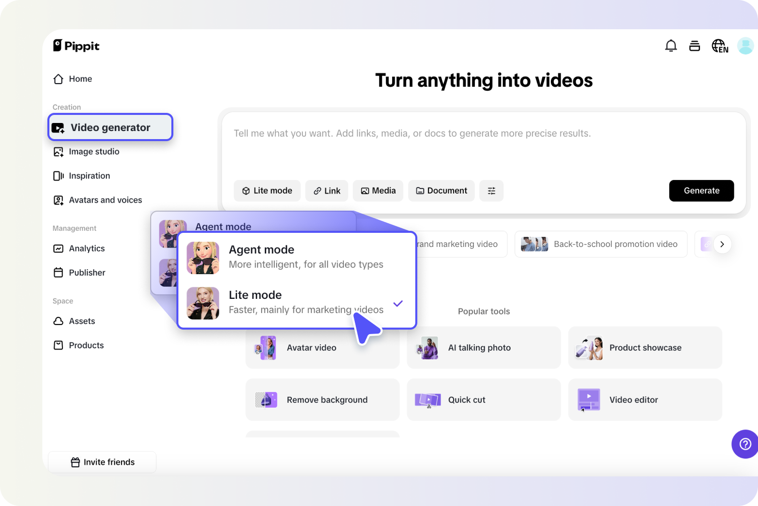 Access the video generator