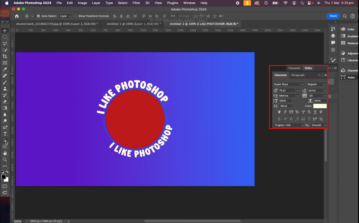 Ajustement de la position du texte pour envelopper correctement le texte dans Photoshop
