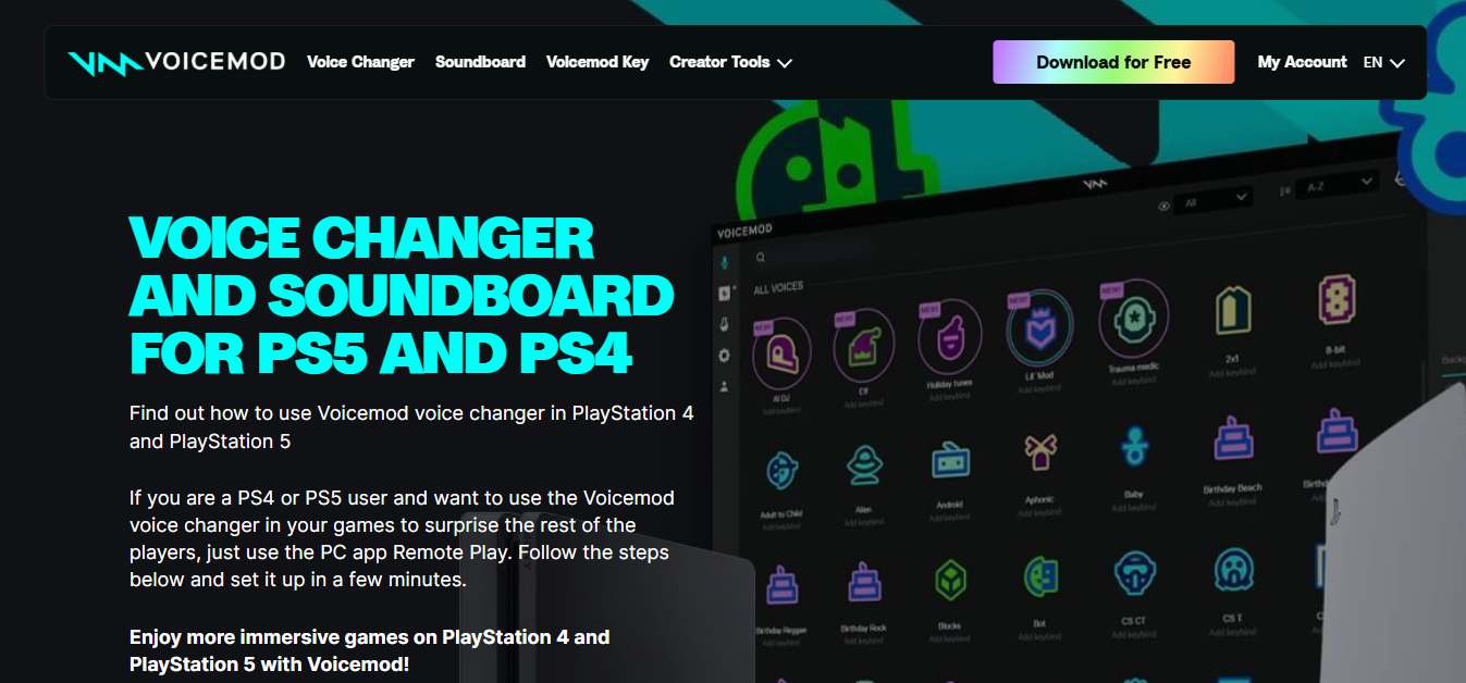 Voicemod - a must-try voice changer for PS5 gaming
