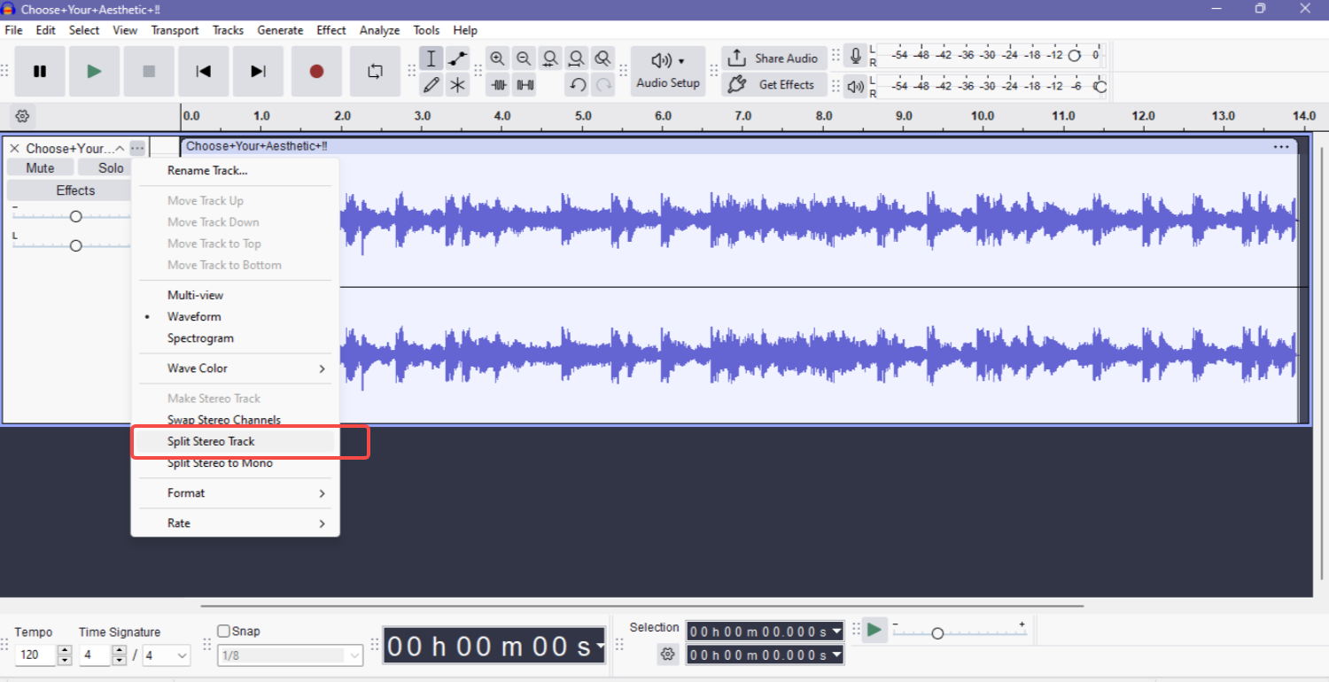 Split stereo track