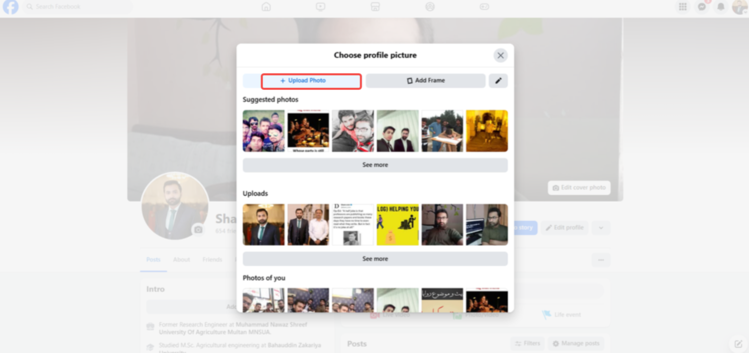 Mengunggah foto dari desktop