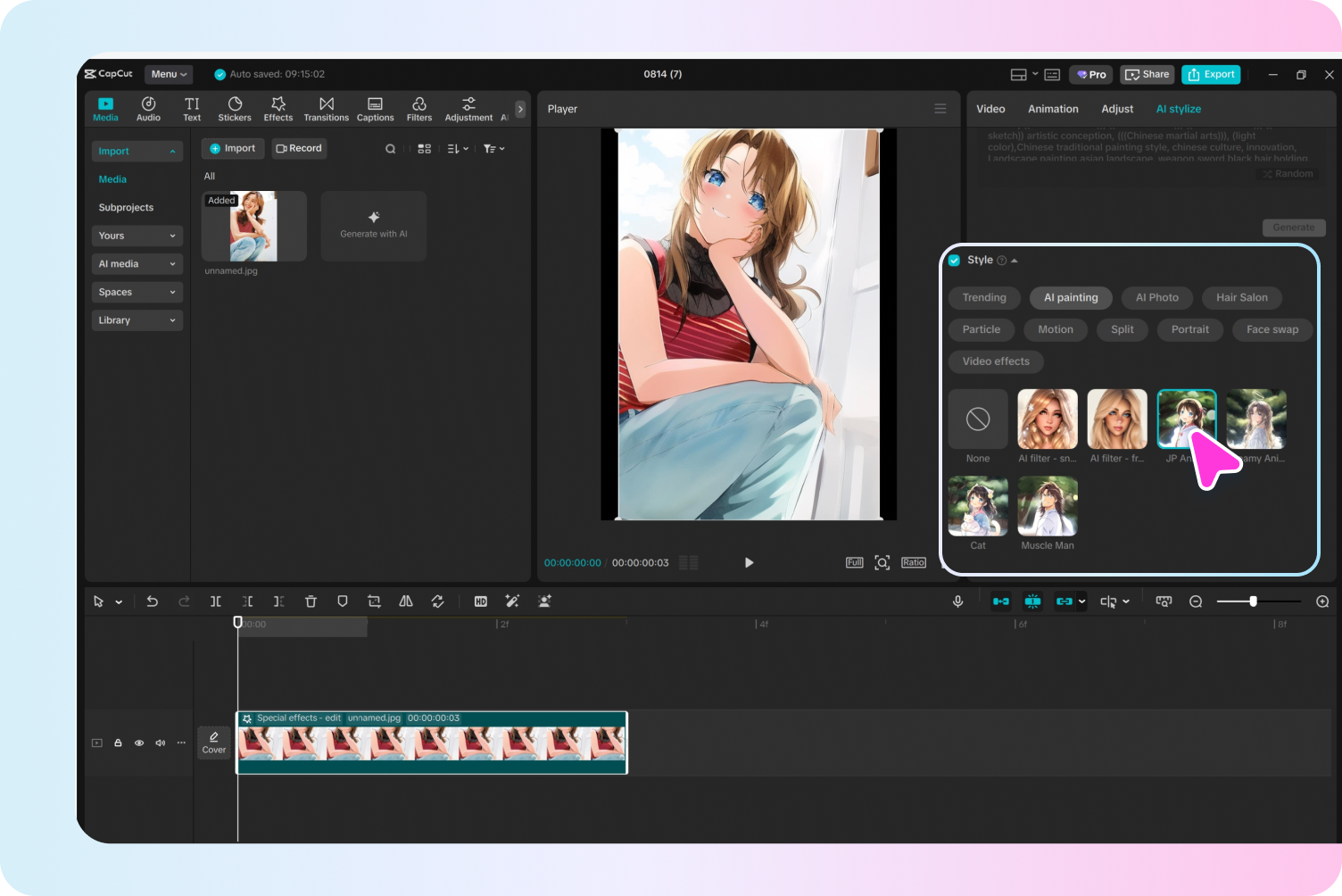 Pick an AI image style to transform your photo