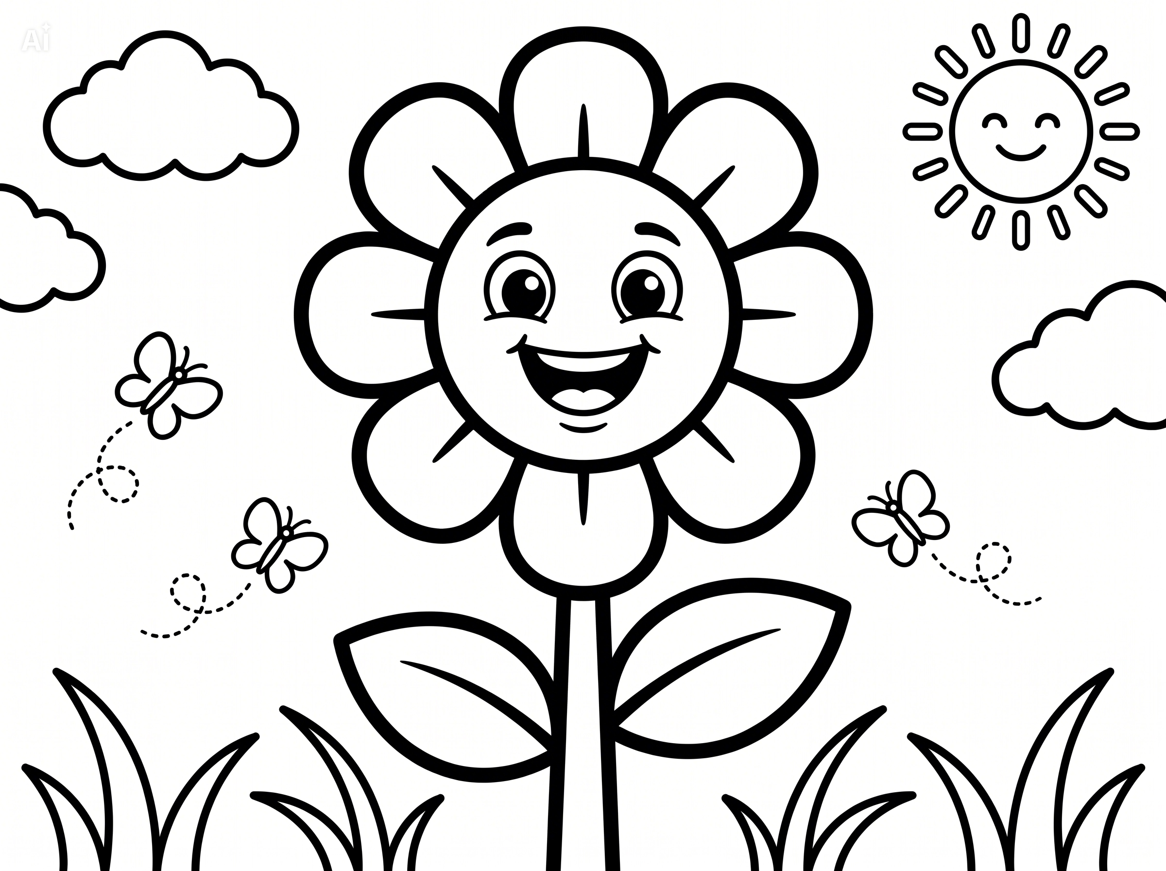 Flor sorridente para colorir