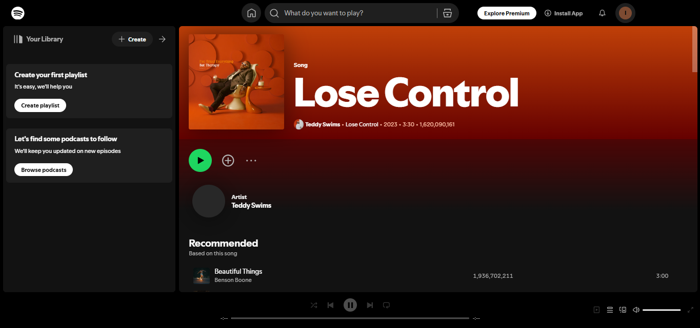 Teddy Swims 'ten Lose Control - milyonlarca Spotify akışına sahip viral bir şarkı