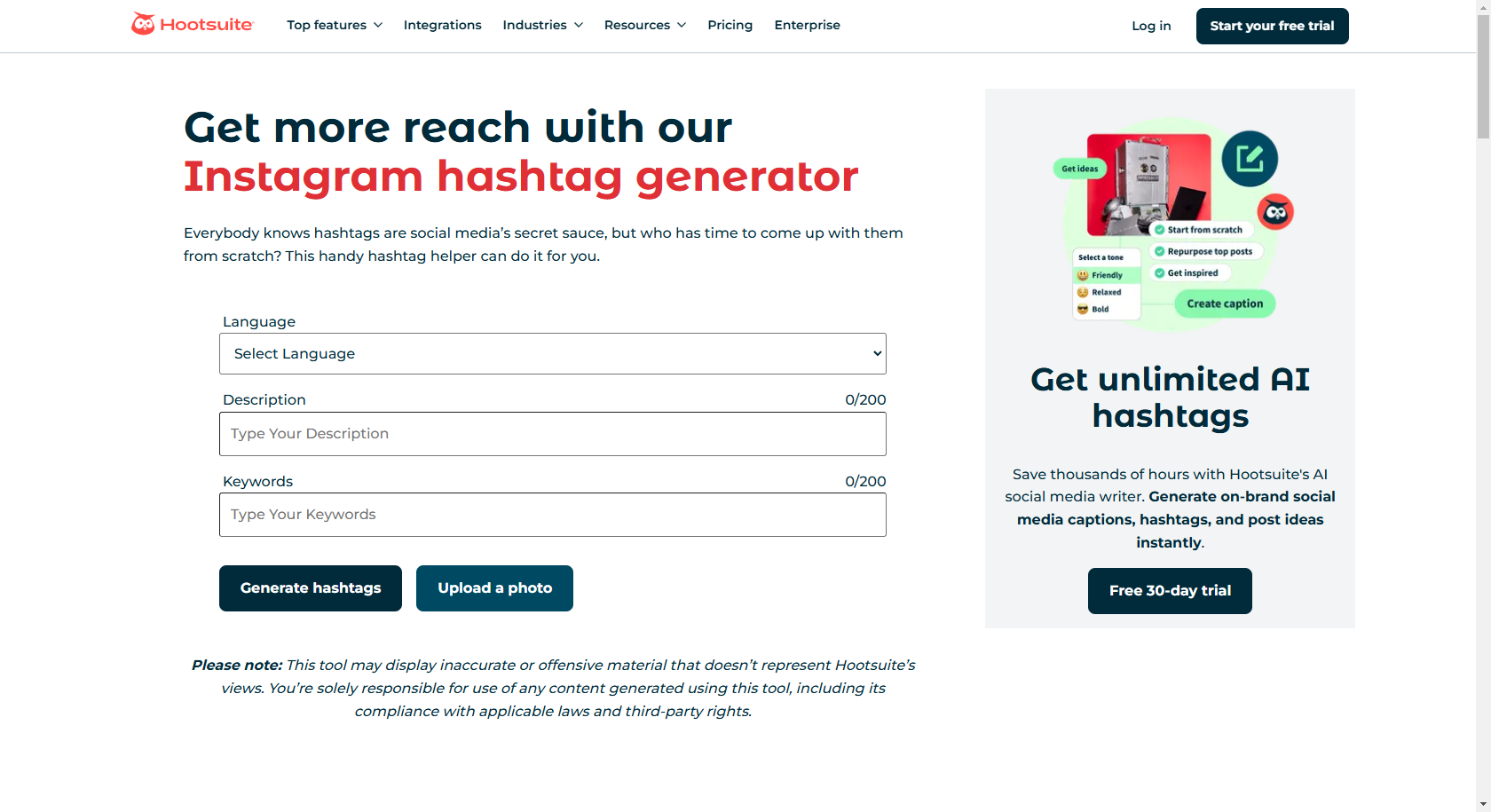 Generator ng hashtag ng Hootsuite