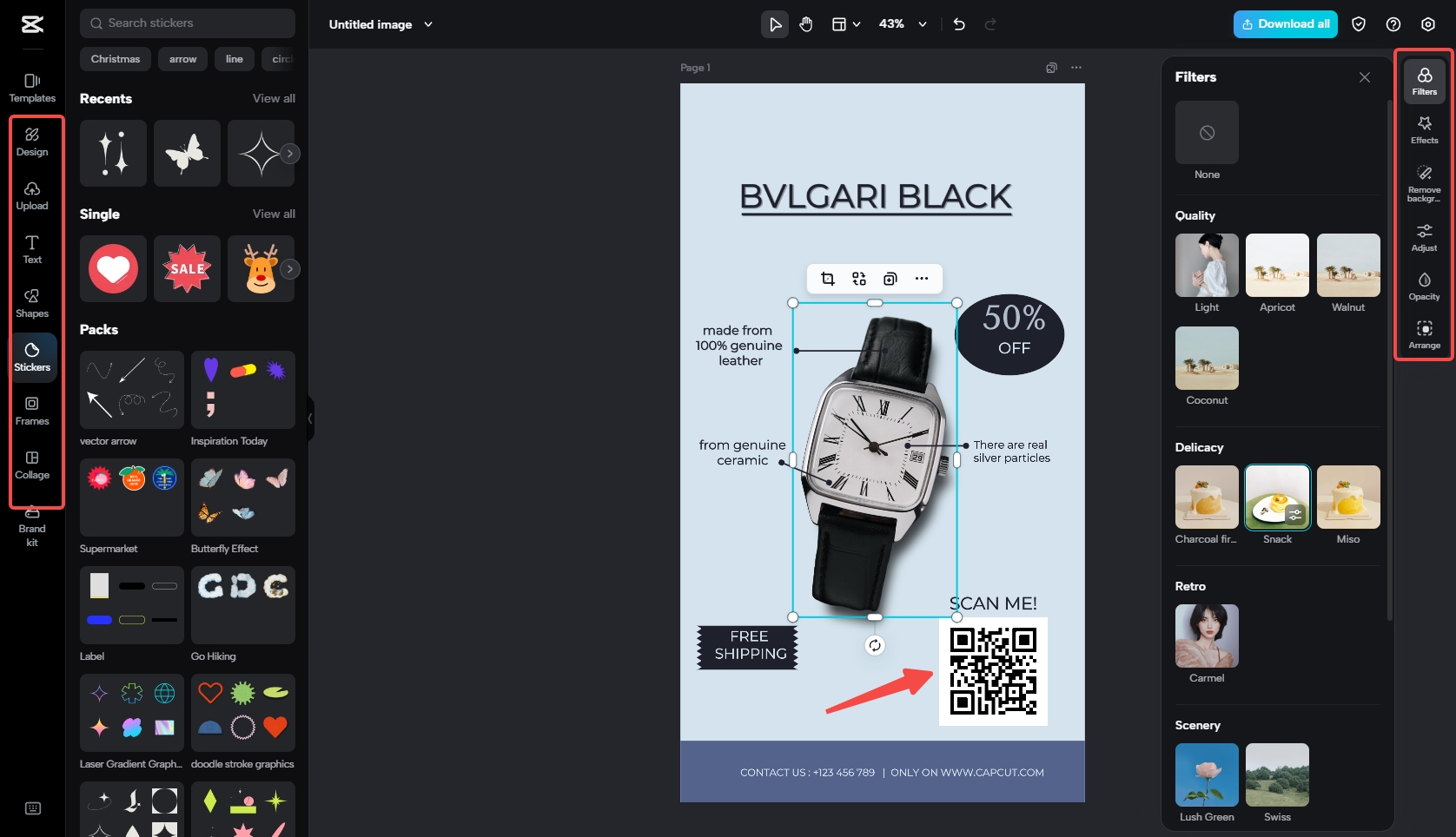 Importe seu código QR e personalize a imagem