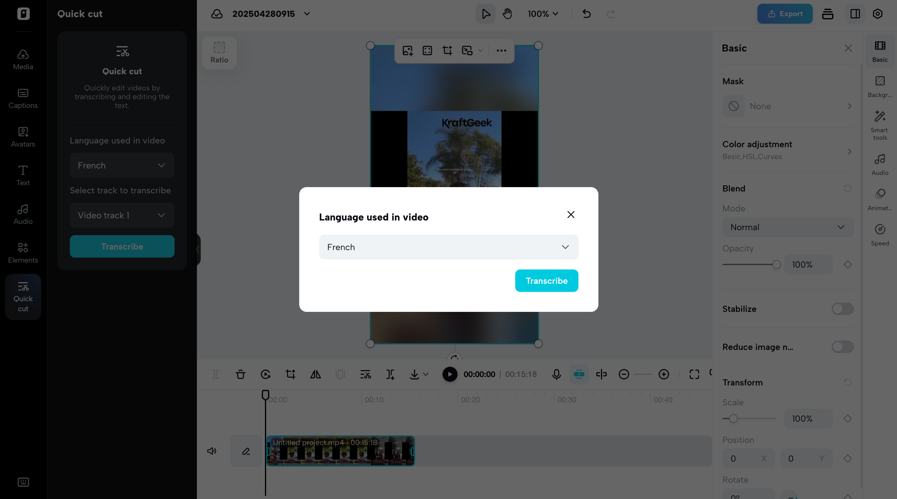 Select the original language used in the video