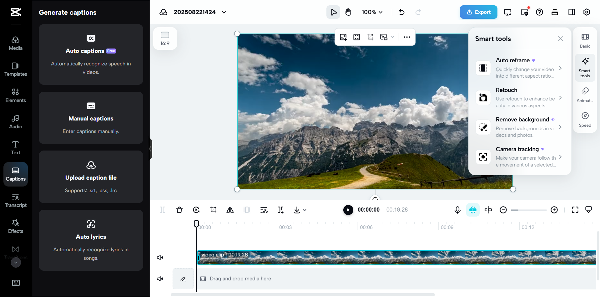 CapCut Web - Best software for transcribing video