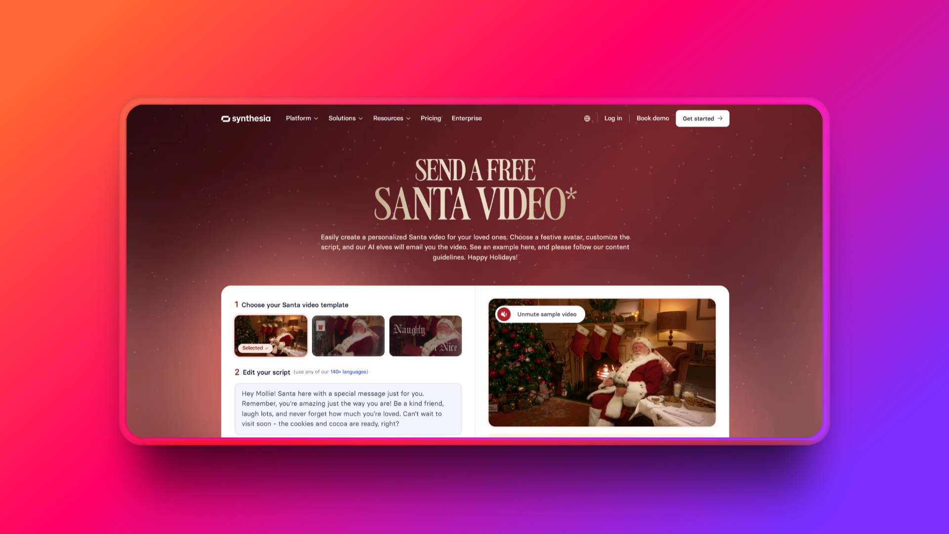 Create AI Santa videos with Synthesia