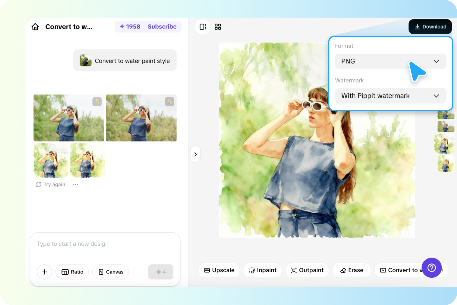 Exportování malby z Pippit