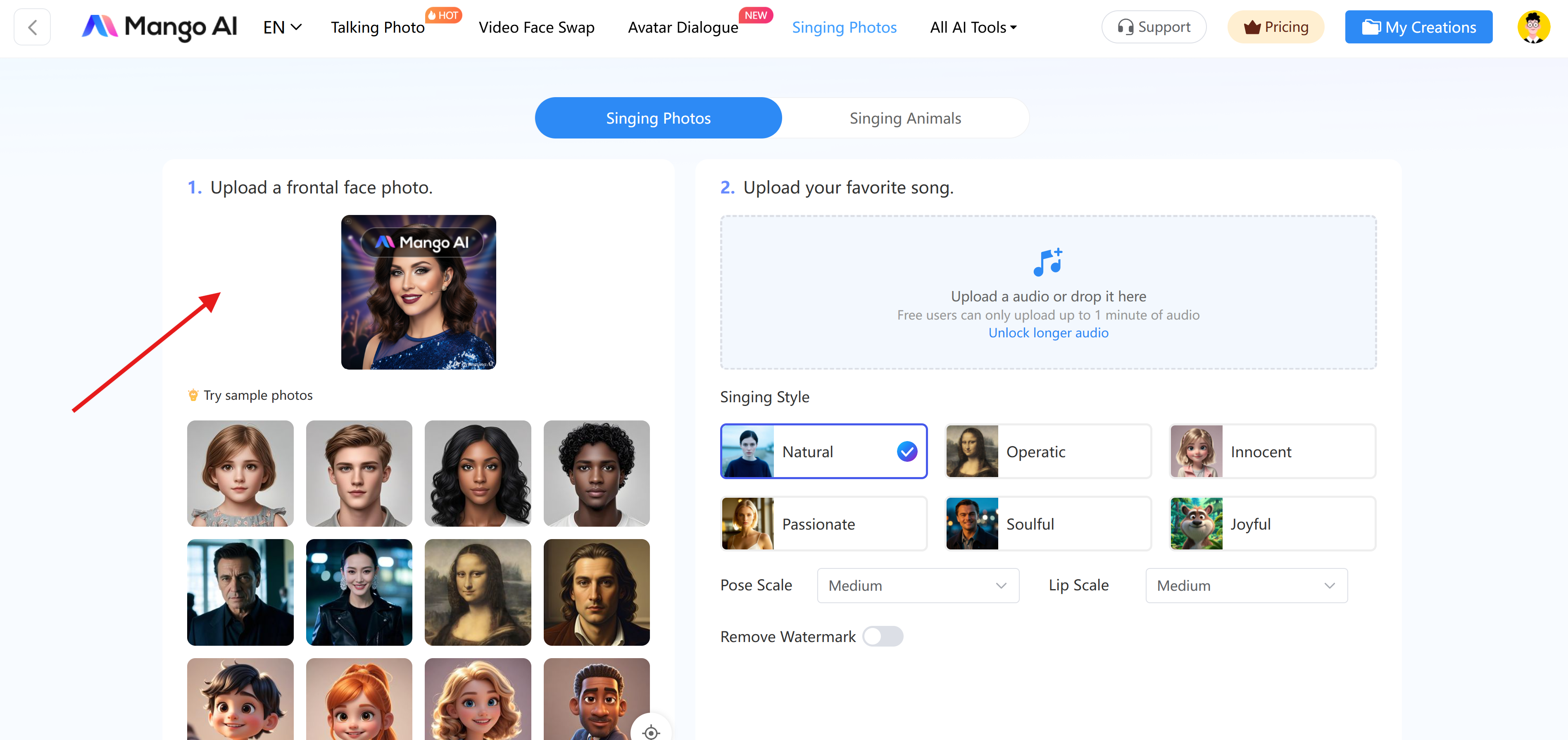 Make your photo sing with Mango AI