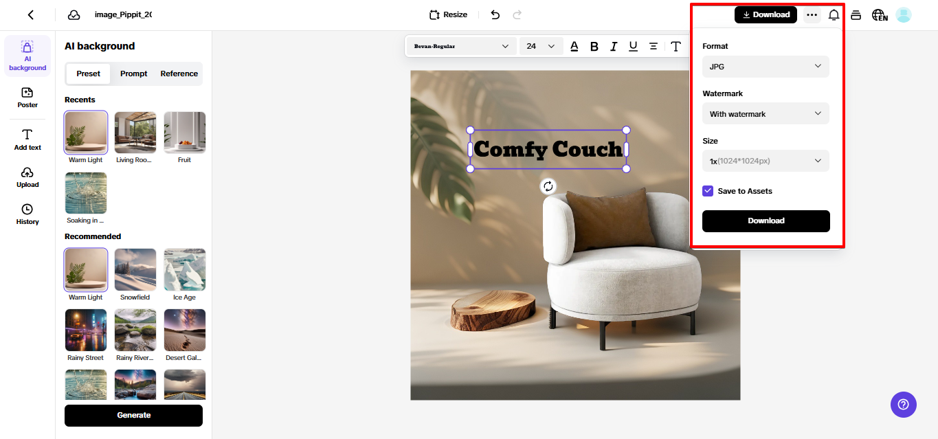 Exporting image to device