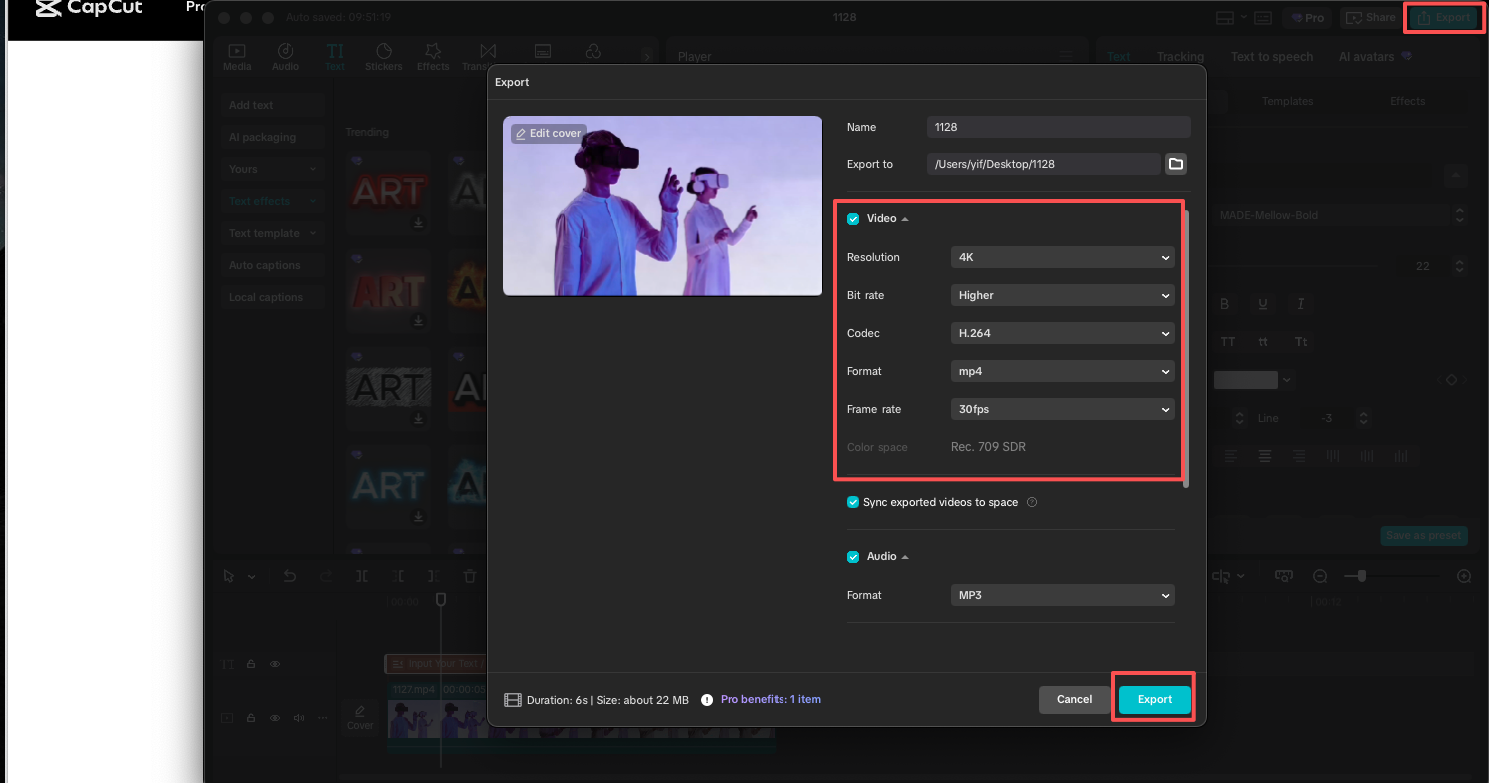 Export Edited Video