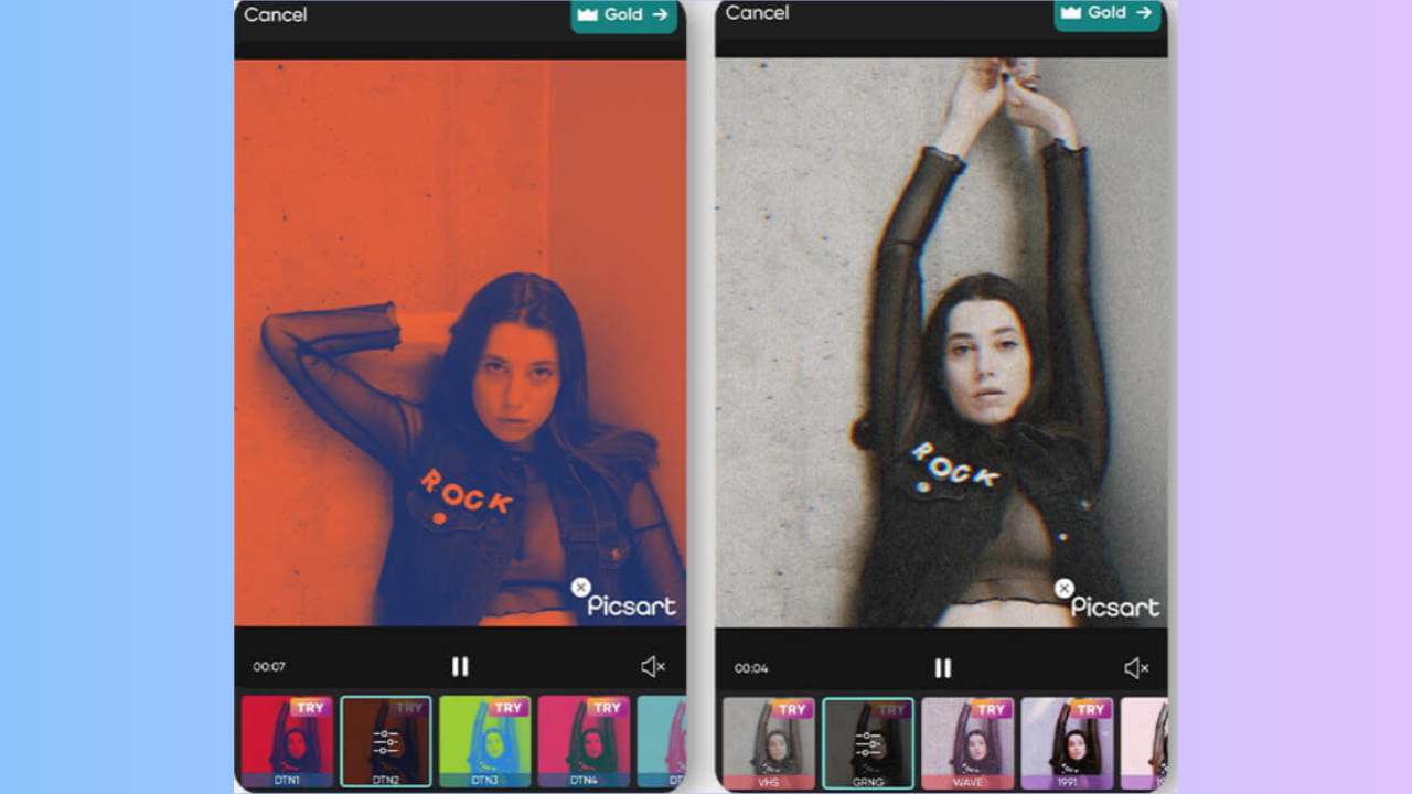 PicsArt filters interface