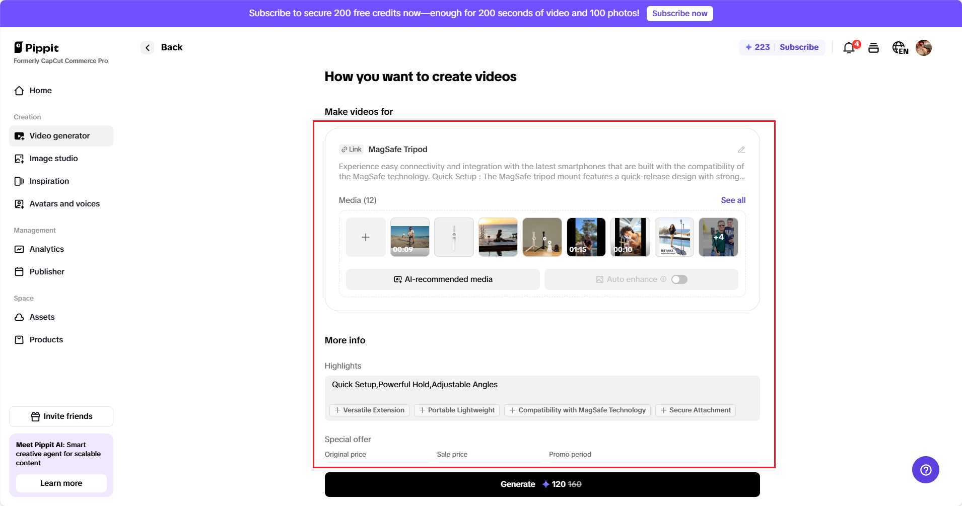AI-powered ad copy generation