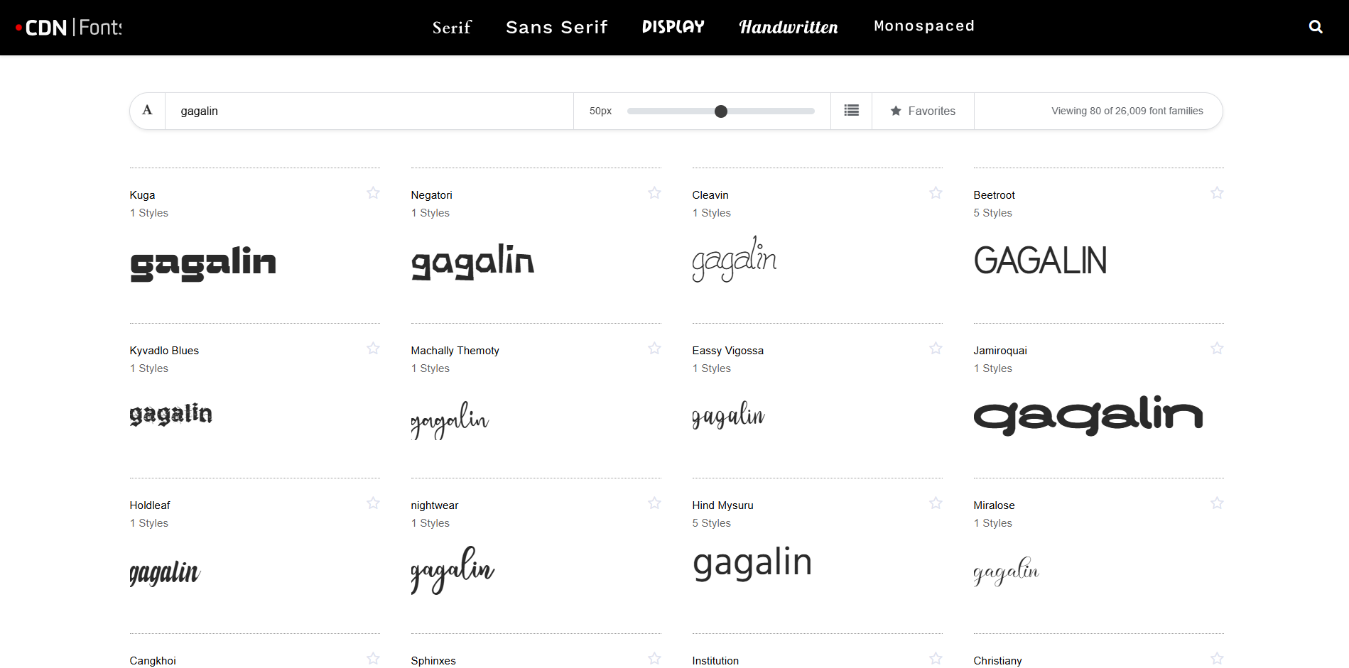 CDNFonts Arayüzü - Gagalin yazı tipleri için başka bir kaynak