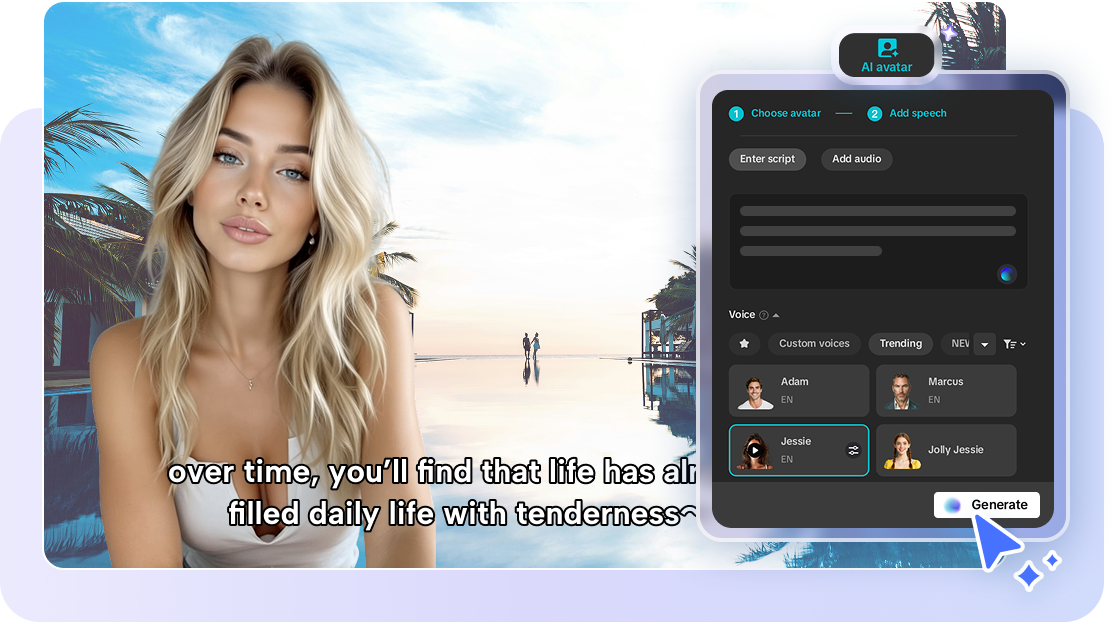 AI-röstkaraktär integrerad med läppsynkroniserande avatar i CapCut