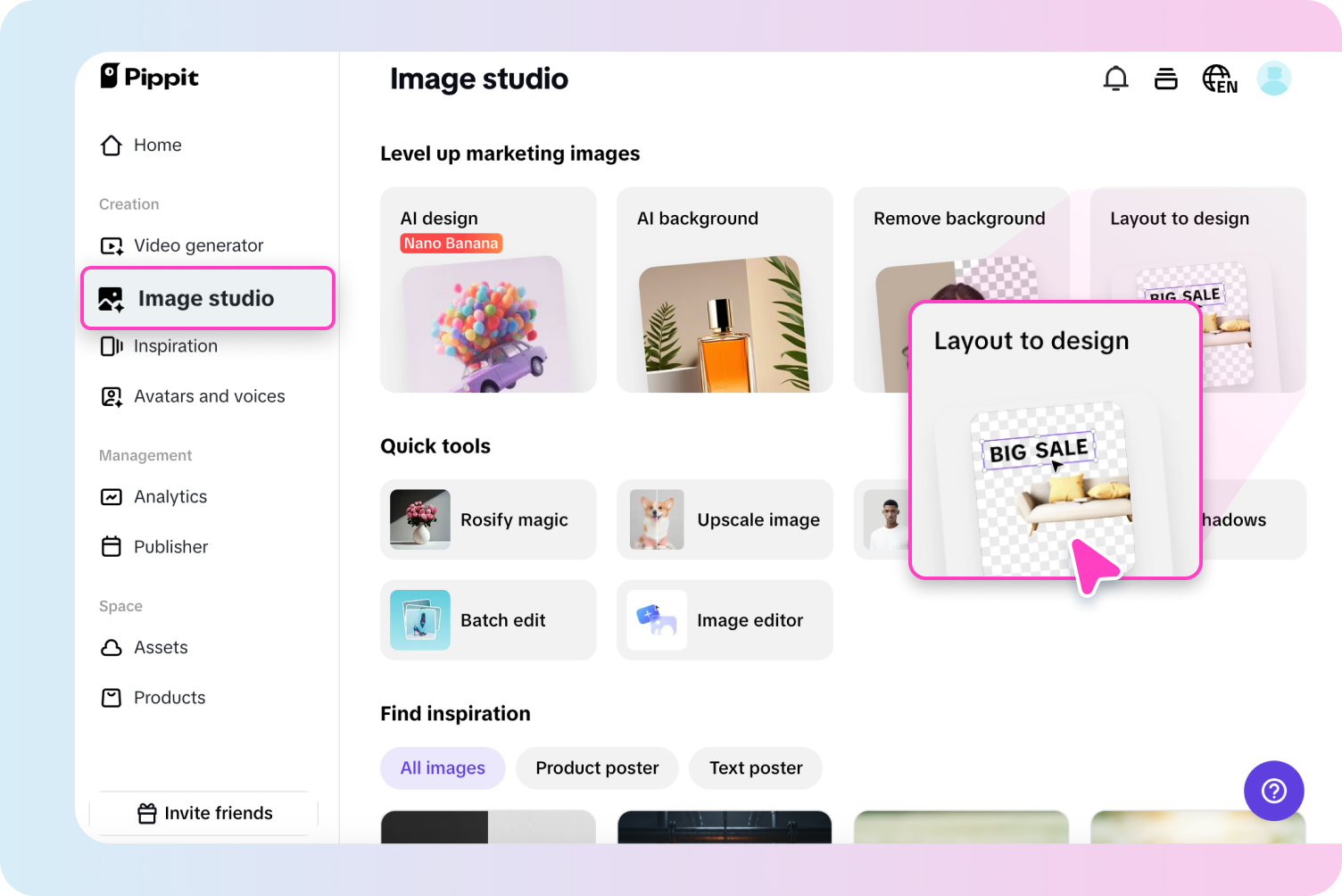 Accedi al layout per progettare.