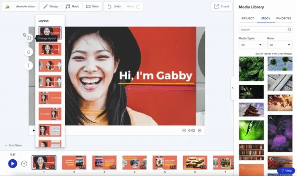 Antarmuka Animoto - pembuat video pemasaran online yang ideal