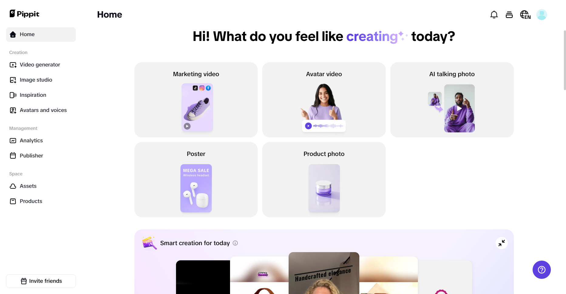 Pippit's interface