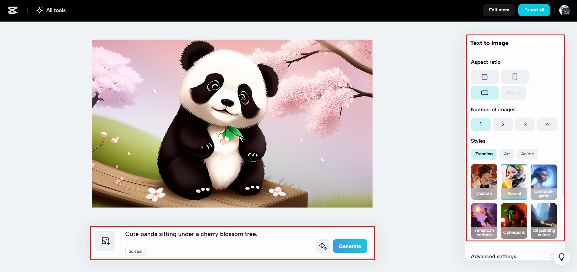 Generar imágenes a partir de texto con CapCut Web