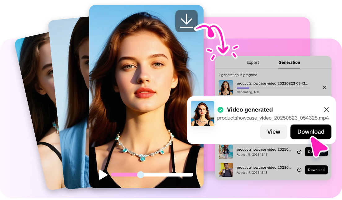 Ability to download your jewelry showcase video for sharing