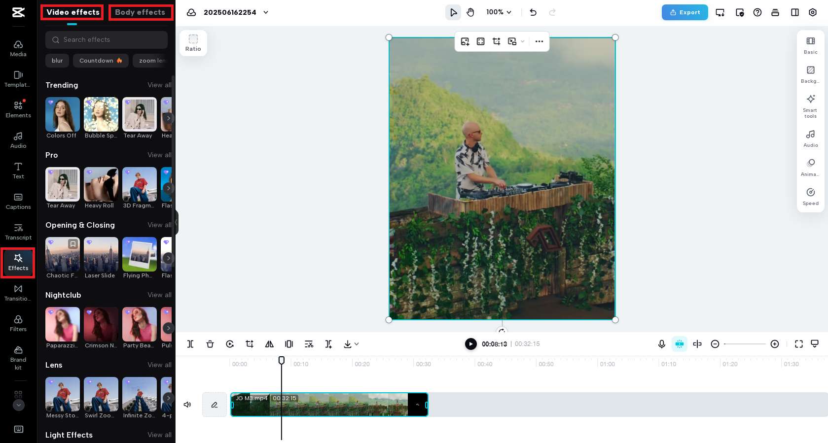 Válassza ki a kívánt videóeffektusokat