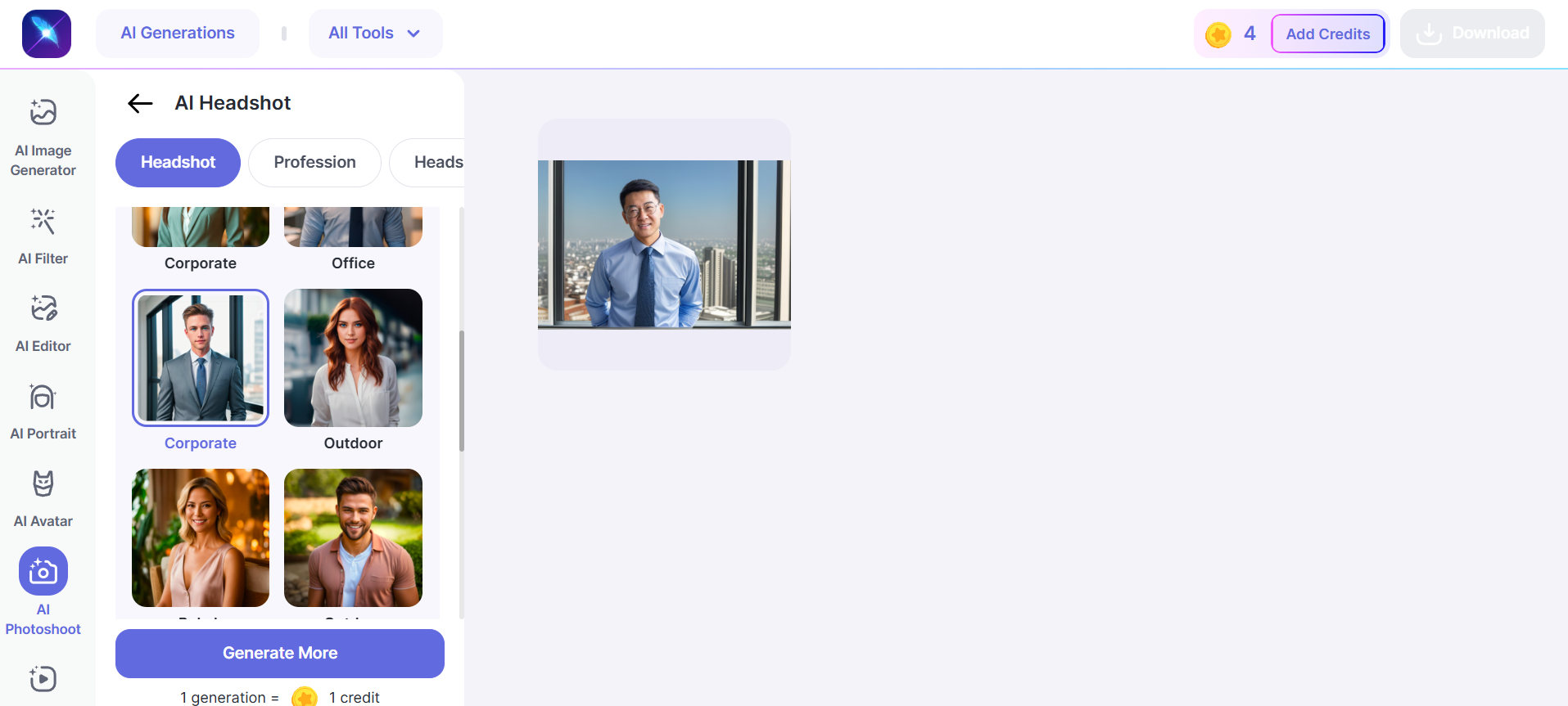 LightX LinkedIn profil fotoğrafı oluşturucu
