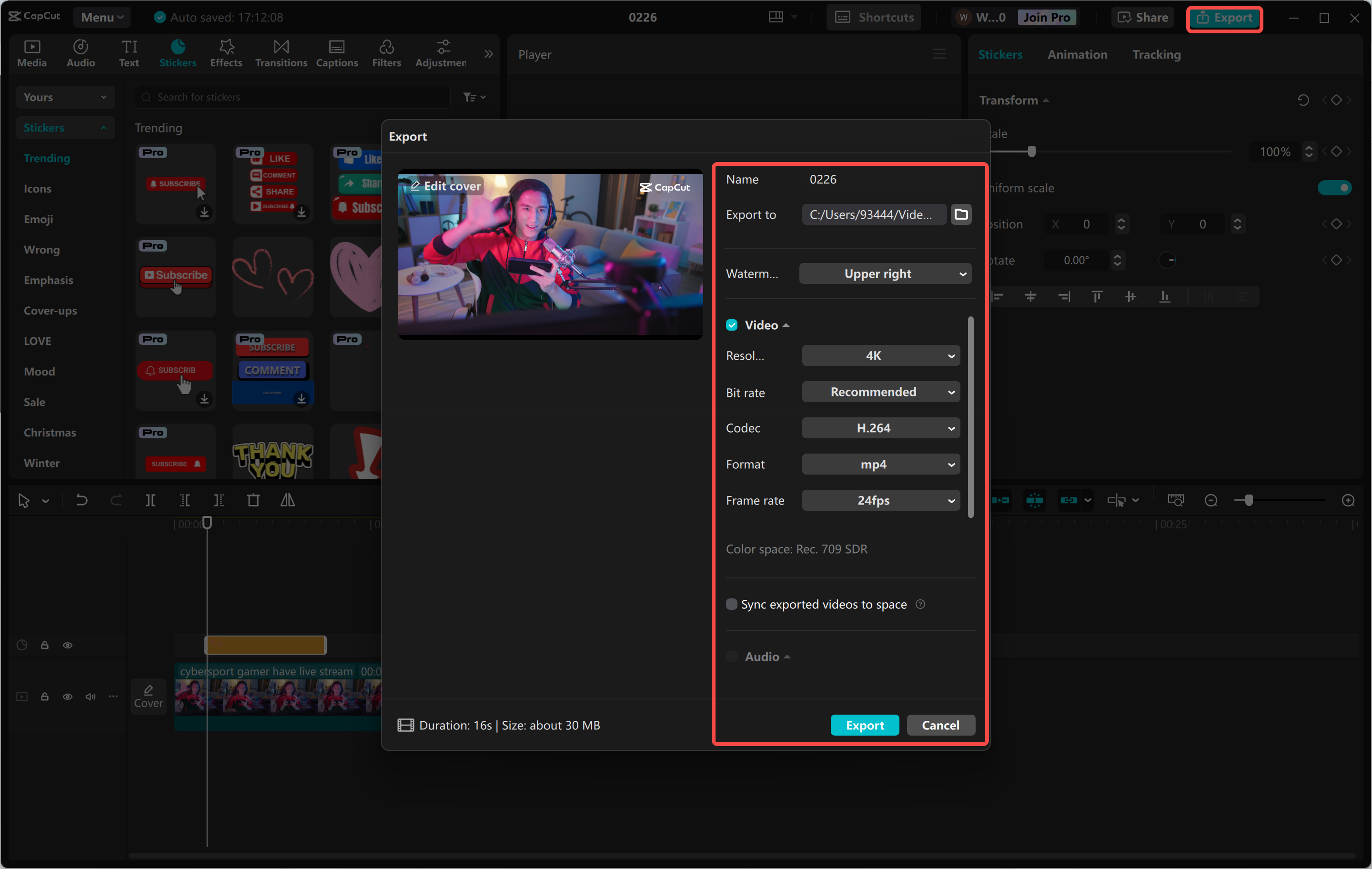 Exporter une vidéo à partir de l' CapCut éditeur vidéo de bureau
