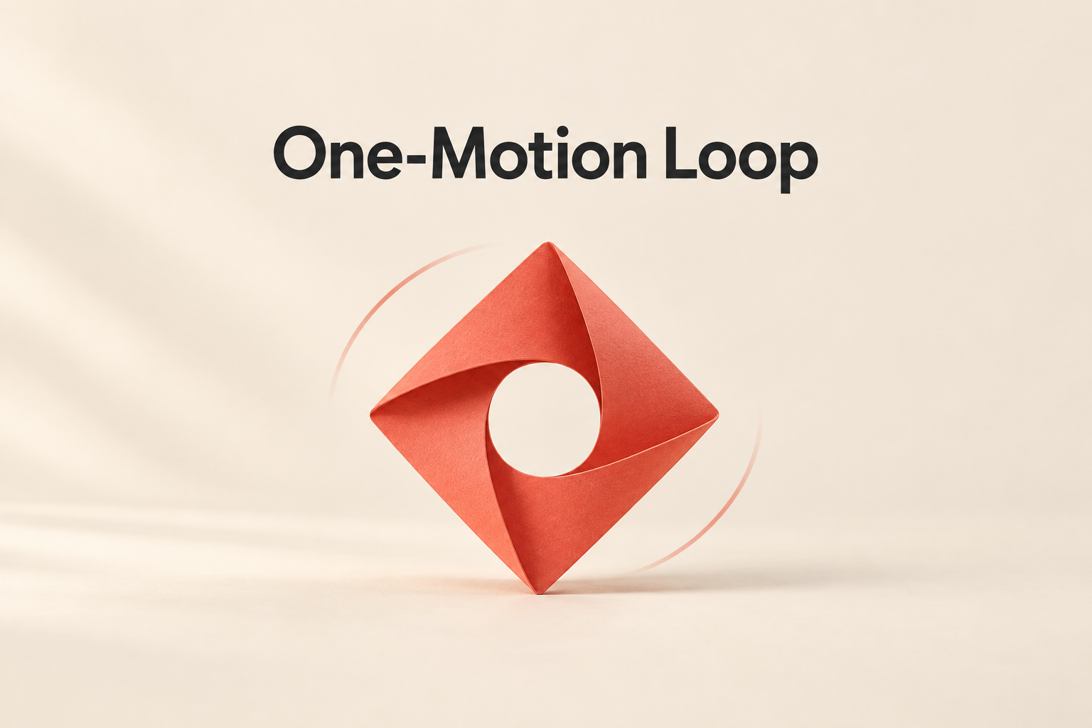 Coral geometric emblem beneath the words One-Motion Loop